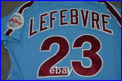 Joe Lefebvre Philadelphia Phillies 1985 Wilson Game Jersey Full Zip Powder Blue