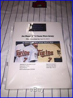 Joe Mauer Minnesota Twins Game Used Worn Jersey 2012 MLB Auth Photo Matched