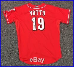 Joey Votto #19 Signed 2015 Game Used Reds Jersey AUTO Sz 52 PSA/DNA COA