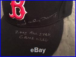 Johnny Damon Game Used Worn Baseball Hat Cap Autograph All Star Boston Red Sox