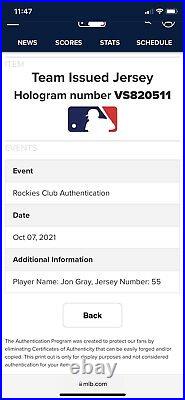 Jon Gray 2021 All Star Patch Colorado Rockies Game Issued Jersey Texas Rangers