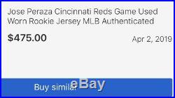 Jose Peraza 16 Game Used Jersey Cincinnati Reds/ Boston Red Sox, Rookie Year SB