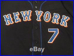 Jose Reyes 2005 Game Used Mets Jersey Road Black Size 44 +1 sleeves solid use