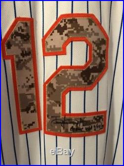 Juan Lagares Mets Game Used Signed Inscribed Jersey