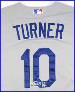 Justin Turner 2014 Los Angeles Dodgers Postseaon Game Used Road Jersey Mlb Holo