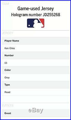 Ken Giles 2018 Game Used Worn Houston Astros Memorial Day Road Jersey MLB Auth