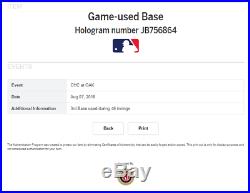 Kris Bryant Game Used HR Base 2016 World Series Season Chicago Cubs