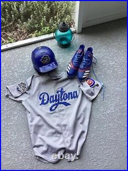 Kris Bryant game used/worn Daytona Cubs road jersey, helmet and cleats