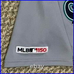 LEAKE size 40 #8 2019 Seattle Mariners game used jersey road gray 150 MLB HOLO