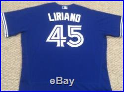 LIRIANO #45 size 52 2017 Toronto Blue Jays GAME USED jersey alt blue MLB HOLO