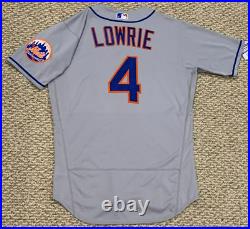 LOWRIE size 44 #4 2020 New York Mets game jersey road gray issued NIKE MLB