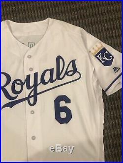 Lorenzo Cain Kansas City Royals Game Used Worn Jersey Brewers MLB Auth WS Patch