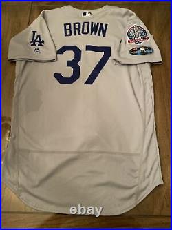 Los Angeles Dodgers game used/issued Jersey, 2018 postseason Brown #37 sz 46