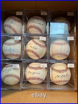 Lot of (36) Mixed Autograph Baseballs with Cubes Ken Rowe Collection