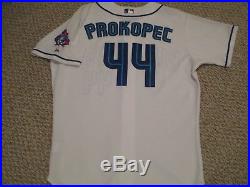 Luke Procopec #44 sz 48 2002 Toronto Blue Jays Game used jersey Home White Knit