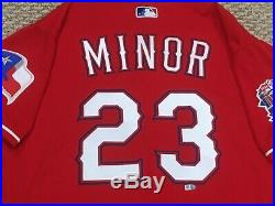 MIKE MINOR sz 46 #23 2019 Texas Rangers game jersey alt red issued MLB HOLOGRAM
