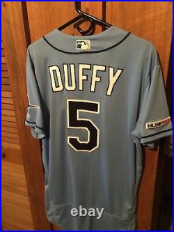 MLB Authentic 2019 Matt Duffy Tampa Bay Rays team issued Majestic jersey size 44