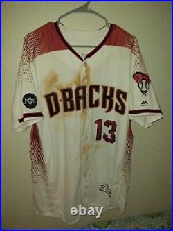 MLB Game Worn Used Majestic Arizona Diamondbacks Nick Ahmed Dirty Jersey Holo