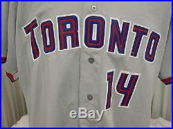 MLB Toronto Blue Jays #14 Gabe Gross Game Worn/Used Road Jersey Wilson Size 48