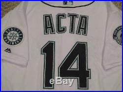 Manny Acta sz 46 #14 Seattle Mariners GAME USED jersey 2016 KEN GRIFFEY JR. MLB