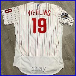 Matt Vierling game used worn 2022 World Series Phillies pinstripe jersey MLB COA