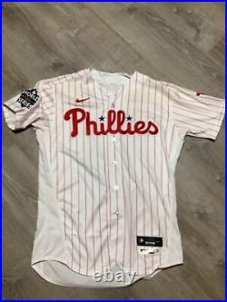 Matt Vierling game used worn 2022 World Series Phillies pinstripe jersey MLB COA