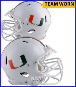 Miami Hurricanes Team-Worn White Speed U Long Helmet 2013 & 2017 Seasons L