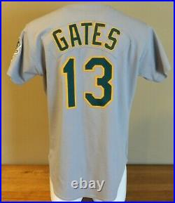 Mid 1990's Brent Gates Game Worn Oakland A's Road Jersey #13 Size 44