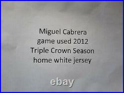 Miguel Cabrera 2012 Triple Crown Season Tigers Home game used jersey RARE