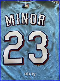 Mike Minor Inaugural Season Patch Nike Texas Rangers Game Issued Jersey 2020