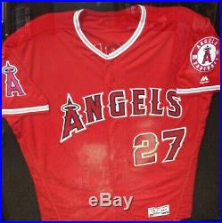 Mike Trout Angels Game Used/Worn Jersey-2 HR's-2B-3Runs-4RBI's