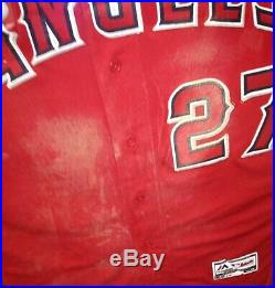 Mike Trout Angels Game Used/Worn Jersey-2 HR's-2B-3Runs-4RBI's-MLB Authenticated