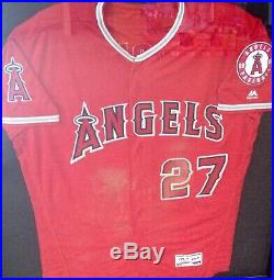 Mike Trout Angels Game Used Worn Jersey 2HR's-2B-3Runs-4RBI's-MLB+Anderson Auth