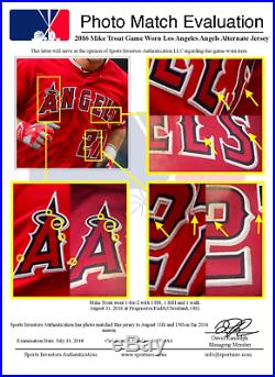 Mike Trout Los Angeles Angels Game Used Worn Jersey 2016 MVP Season 2 Hrs MLB