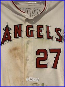 Mike Trout Los Angeles Angels Game Used Worn Jersey 2019 MLB Auth Dirty