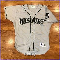 Milwaukee Brewers 1996 Game Worn Road Jersey Russell Diamond Collection sz 48