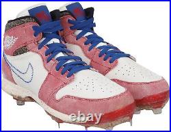 Mookie Betts Dodgers GU White and Red Jordan Cleats vs. Reds on April 15, 2022