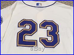 NELSON CRUZ #23 size 52 2017 Mariners Home Cream game used jersey 40TH MLB