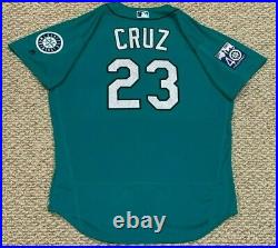 NELSON CRUZ size 48 #23 2017 Seattle Mariners game jersey home teal 40th MLB