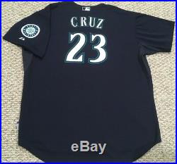 NELSON CRUZ sz 54 #23 2015 Seattle Mariners game used jersey Road navy MLB HOLO