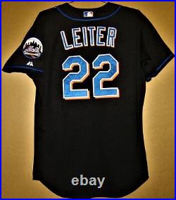 NEW YORK METS AL LEITER #22 BLACK BUTTON-DOWN MLB Size 48 2003 JERSEY