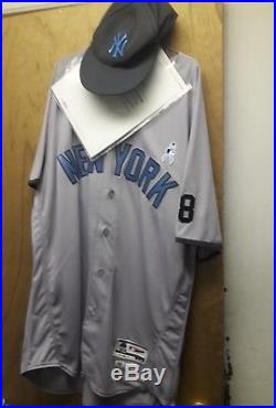 New York Yankees Aaron Hicks 2016 Fathers Day Game Used Jersey & Hat Set #31 MLB
