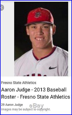 New York Yankees Aaron Judge Game Used Worn Fresno State Jersey 2013
