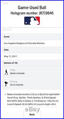 Nolan Arenado 2016/17 Game Used Issued Colorado Rockies Ball/Jersey! MLB HOLO