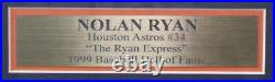 Nolan Ryan HOF Autographed Nike Baseball Jersey Houston Astros Framed JSA