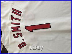 OZZIE SMITH 1995 St. LOUIS CARDINALS GAME USED/WORN HOME JERSEY AUTO Signed