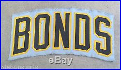PITTSBURGH PIRATES GAME USED JERSEY NAME PLATE BARRY BONDS 1986 1st YEAR