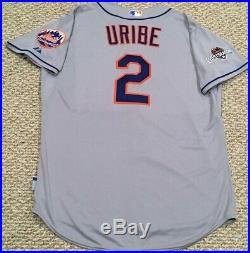 POSTSEASON URIBE sz 50 #2 2015 New York Mets game jersey issued road gray MLB