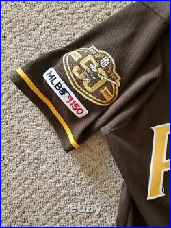 Padres 2019 Game-Used Brown Alt. Jersey INF #5 Greg Garcia with50th Ann. Patch