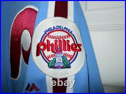 Philadelphia Phillies 2019 Game Worn Columbia Blue Retro Jersey Austin Davis 50